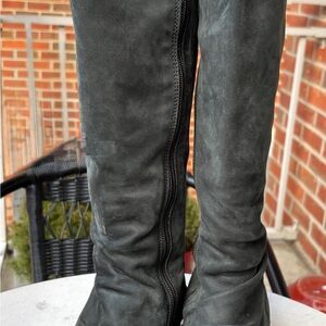 John Fluevog Over the Knee Boots in Black Suede